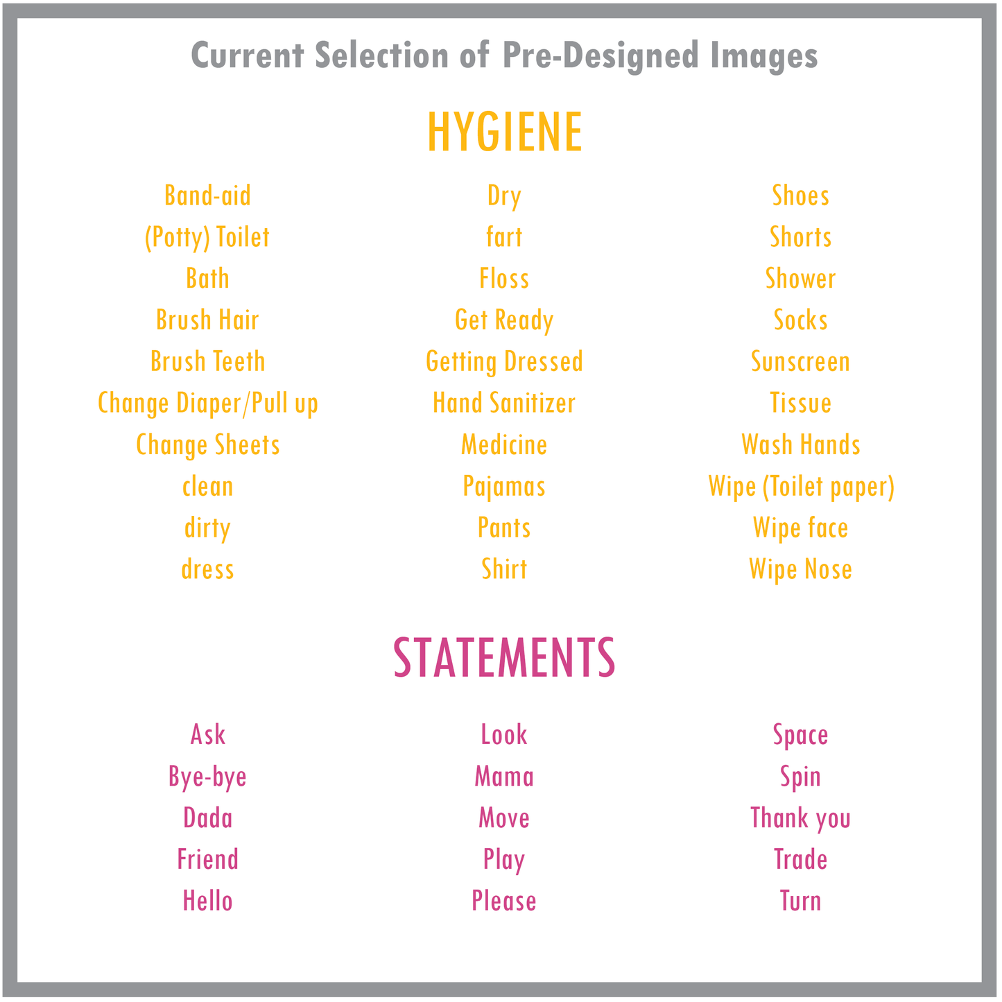 Dual Statements & Hygiene Board, Dynamic (Medium Icons, Full Page)